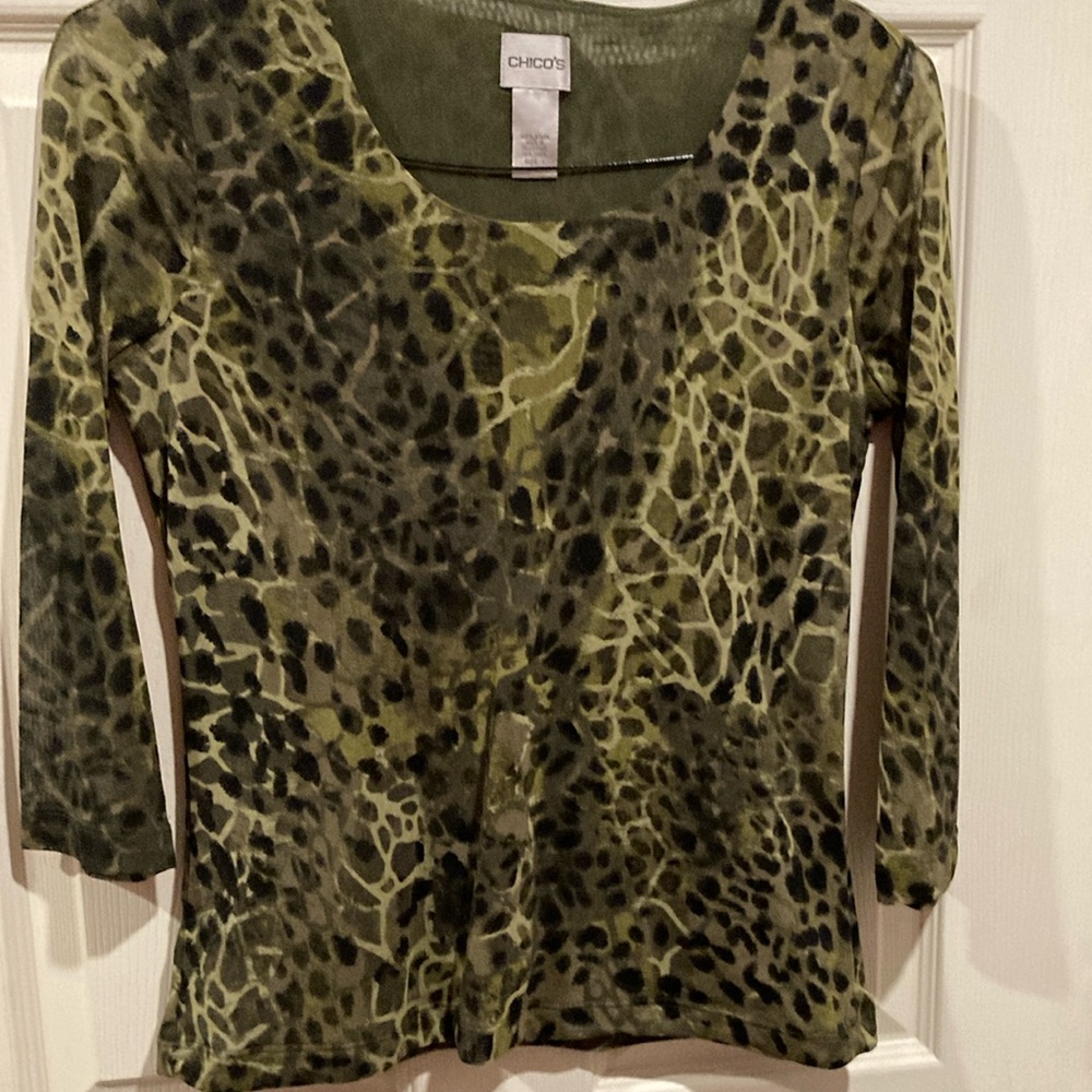 Chico's Green Animal Print Women's Top